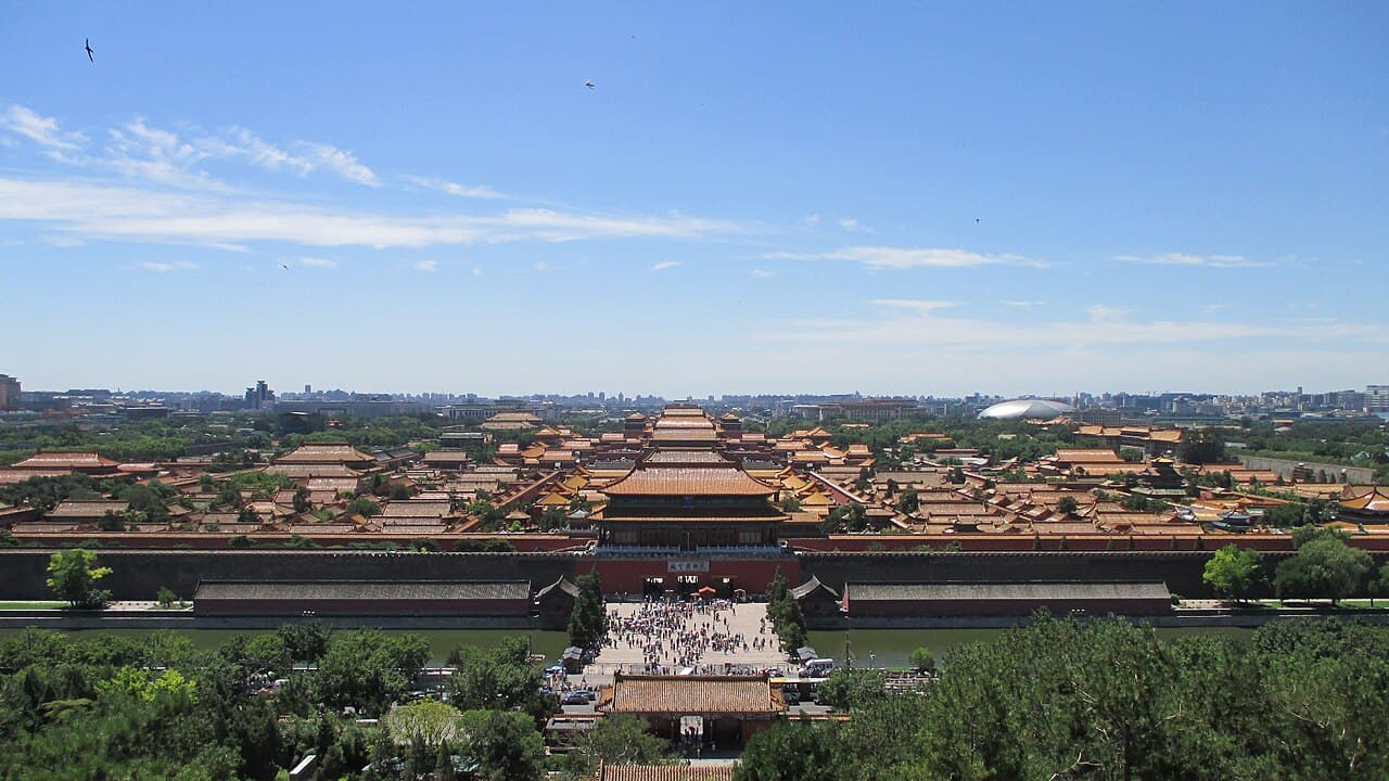 Panorama over de gylne takene i Den forbudte by i Beijing