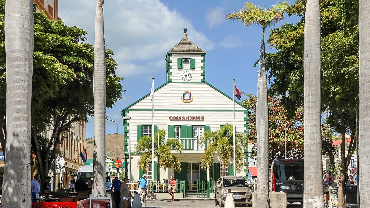 Rådhuset ved Wathey Square i Philipsburg