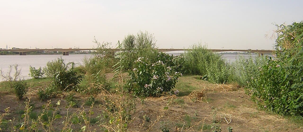 Der Den hvite og Den blå Nilen møtes ved Khartoum