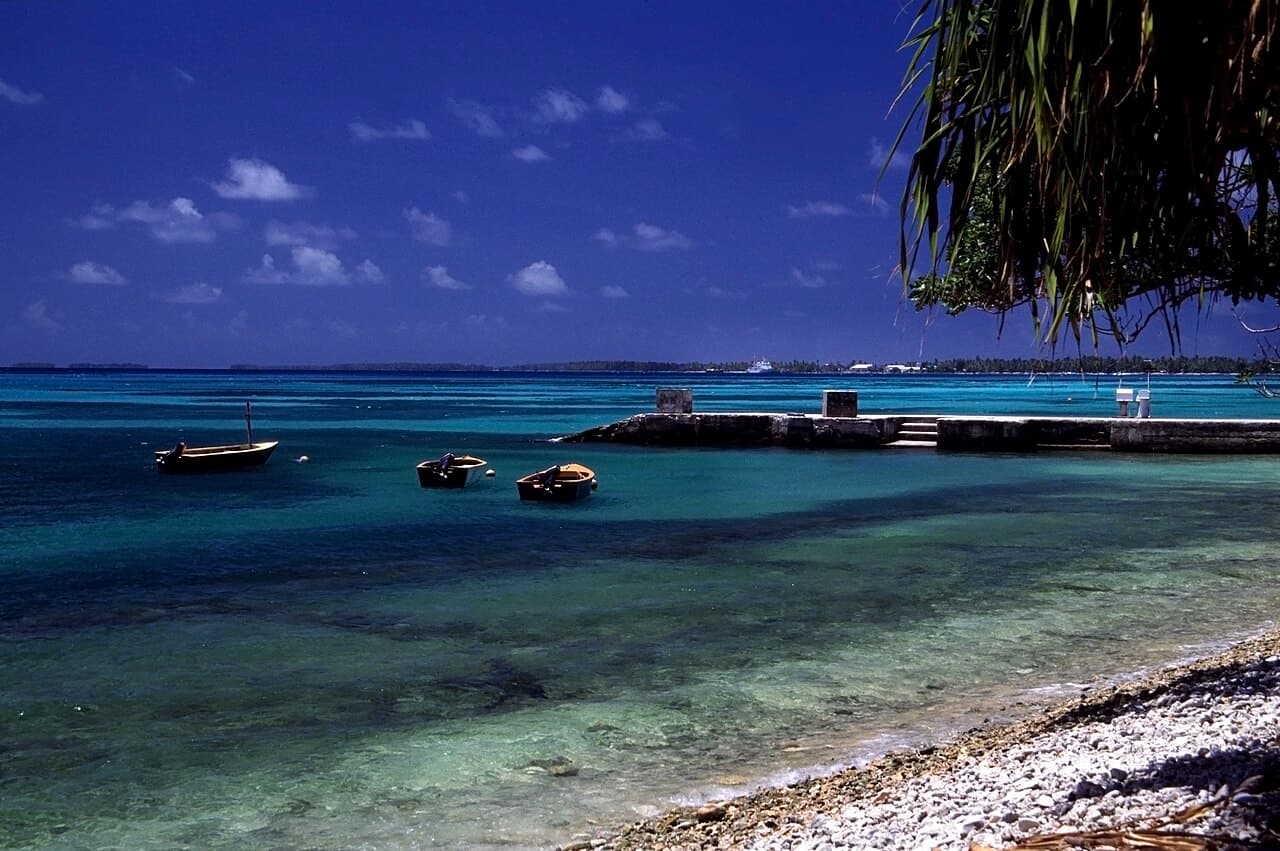 Stranden ved lagunen på Funafuti